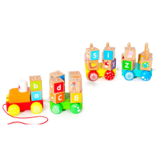 EcoToys Fa vonat nagy oktatási blokkok ábécé Ecotoys strandjáték