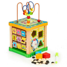 EcoToys Fából készült oktatási kocka táblával Ecotoys HM015473 készségfejlesztő