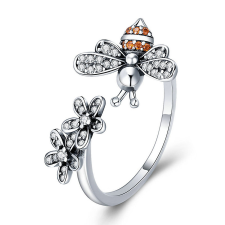EdenBoutique Bee & Daisy Flowers ezüst állítható gyűrű gyűrű