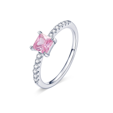 EdenBoutique Crystal Pink Square ezüst gyűrű 6 gyűrű
