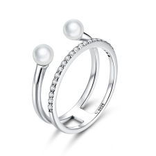EdenBoutique Dupla Shiny Band & Pearls ezüst gyűrű gyűrű