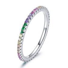 EdenBoutique Rainbow Crystal Band ezüst gyűrű gyűrű