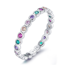 EdenBoutique Rainbow Dots 6 ezüst gyűrű gyűrű