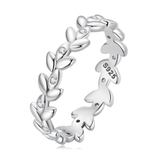EdenBoutique Simple Crystal Leaves ezüst gyűrű gyűrű