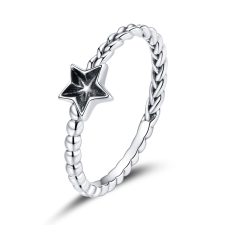 EdenBoutique Swirl Black Star 6 ezüst gyűrű gyűrű