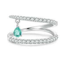 EdenBoutique Zöld csillogó csepp ezüst gyűrű 6 gyűrű