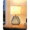 EDISHINE éjjeliszekrény lámpa bézs vászon ernyő, fekete fém talp, E14 LED izzó 2700K
