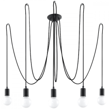 EDISON 5 függesztett mennyezeti lámpa 5xE27 Spider csillár loft fekete SOLLUX világítás