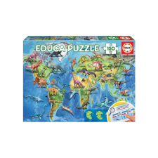 Educa 150 db-os puzzle - Világtérkép dinoszauruszokkal (18997) puzzle, kirakós