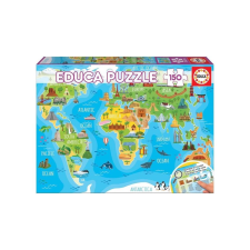 Educa 150 db-os puzzle - Világtérkép - Híres építmények (18116) puzzle, kirakós