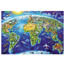  Educa 17129 - Nevezetességek a világ körül - 2000 db-os puzzle világtérkép puzzle, kirakós