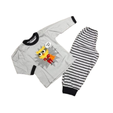 EEVI 2 Részes Pamut Pizsama 86-os méret - Szürke Super Cica 86 gyerek hálóing, pizsama