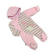 EEVI Plüss 2 rétegű hosszú ujjú rugdalózó - Rózsaszín/Krém Zebra Hímzéssel 68 rugdalózó