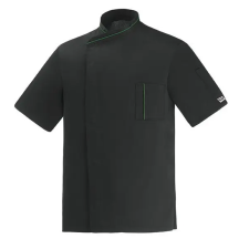egochef Szakácskabát - fekete, patentos, microtec, hálós hátú munkaruha
