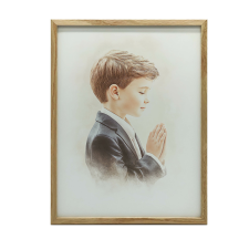 EGY FIÚ ELSŐ ÁLDÁSÁNAK AJÁNDÉKAJAI 50x70 CM ARANY KERET grafika, keretezett kép