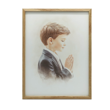 EGY FIÚ ELSŐ ÁLDOZÁSÁNAK AJÁNDÉKOK KERETBEN 30x40 CM grafika, keretezett kép