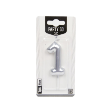 egyéb 1-s szám gyertya EZÜST 6 cm party kellék