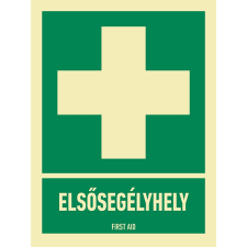 egyéb ELSŐSEGÉLYHELY, Utánvilágító PVC, 150x200 információs címke