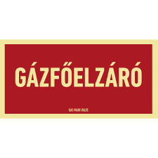 egyéb GÁZFŐELZÁRÓ, Utánvilágító PVC, 300x150 információs címke