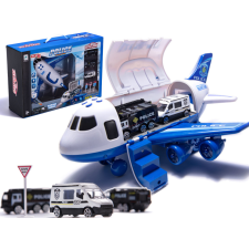 EGYÉB GYÁRTÓ KX6684_1 rendőrségi repülőgép 3db autóval, Kék/Fehér autópálya és játékautó