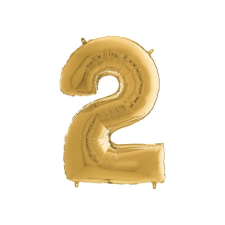 egyéb Héliumos fólia lufi, 2-es szám, 65 cm, arany party kellék