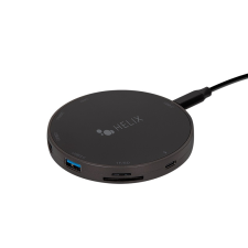egyéb Helix 9in1 Vezeték nélküli gyorstöltő 10W és USB-C HUB HDMI porttal - Fekete mobiltelefon kellék
