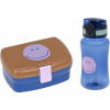 egyéb Lassig Little Gang Smile Műanyag ételtároló 460ml kulaccsal - Kék (1210057344)