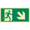 egyéb MENEKÜLÉSI ÚT JOBBRA, LÉPCSŐN LE (ISO), Utánvilágító PVC, 300x150