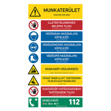 egyéb MUNKATERÜLET (ÖSSZEGZŐ TÁBLA), PVC 2mm, 600x1000mm információs címke