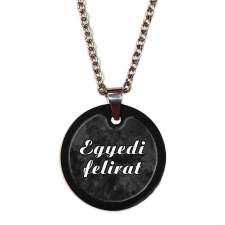 Egyedi feliratos testreszabható nagy medál (3 cm) nyaklánccal – fekete szín nyaklánc
