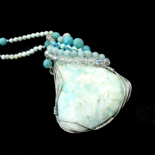  Egyedi hemimorfit larimár, amazonit nyaklánc és fülbevaló ékszer szett