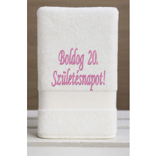  Egyedi hímzett törölköző – Boldog Születésnapot!/Fehér pink lakástextília