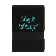  Egyedi hímzett törölköző – Boldog Születésnapot!/Fekete türkiz lakástextília