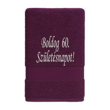  Egyedi hímzett törölköző – Boldog Születésnapot!/Plum lila lakástextília