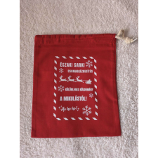Egyedi mintájú 100% pamut Mikulás zsák, Télapó zsák 25x30 cm (piros) ajándéktasak