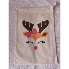 Egyedi mintájú 100% pamut Mikulás zsák, Télapó zsák 30x45 cm (fehér) ajándéktasak
