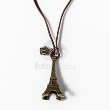  Eiffel torony medál barna bőrszíjjal - antikolt jwr-1098 nyaklánc