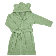 Eko Köntös pamutból kapucnival és fülekkel méret 92-98 - Olive green babatörülköző, kifogó