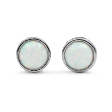 Ékszer ABC Ezüst fehér opál fülbevaló "6" fülbevaló