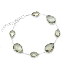 Ékszer ABC Ezüst zöld ametiszt köves karlánc "15x11" karkötő