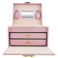  Ékszer - és óratartó doboz tükörrel, pink ékszerdoboz