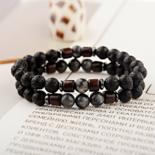 Ékszerek Elitparfüm férfi kétsoros fekete karkötő karkötő