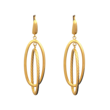 Ékszerkirály 14k arany fülbevaló, lógós, ovális fülbevaló