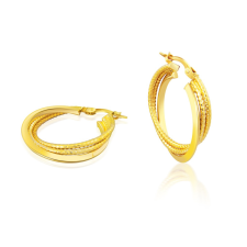 Ékszerkirály 14k arany karika fülbevaló, fonatos, csavart, 2,5 cm fülbevaló