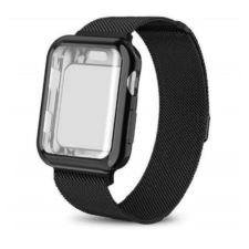 Ékszerkirály Apple watch óraszíj tokkal, nemesacél, 42 mm, fekete okosóra kellék