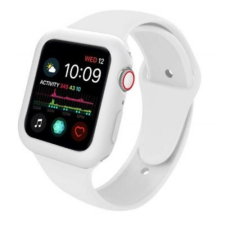 Ékszerkirály Apple watch óraszíj tokkal szilikon, 44 mm, M, L, fehér okosóra kellék