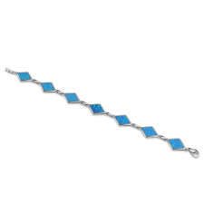 Ékszerkirály Ezüst karkötő, modern vonalú rombusz kristályokkal, 19,5 cm karkötő