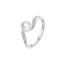 Ékszerkirály Ezüst női gyűrű, szív alakú, gyönggyel, 7-es méret gyűrű