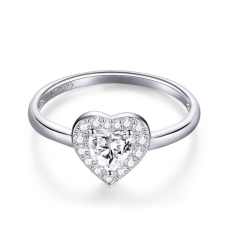 Ékszerkirály Ezüstgyűrű, kristályos szív, 8-as méret gyűrű