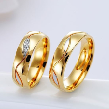 Ékszerkirály Férfi karikagyűrű geometrikus mintával, nemesacélból, arany, 11-es méret gyűrű